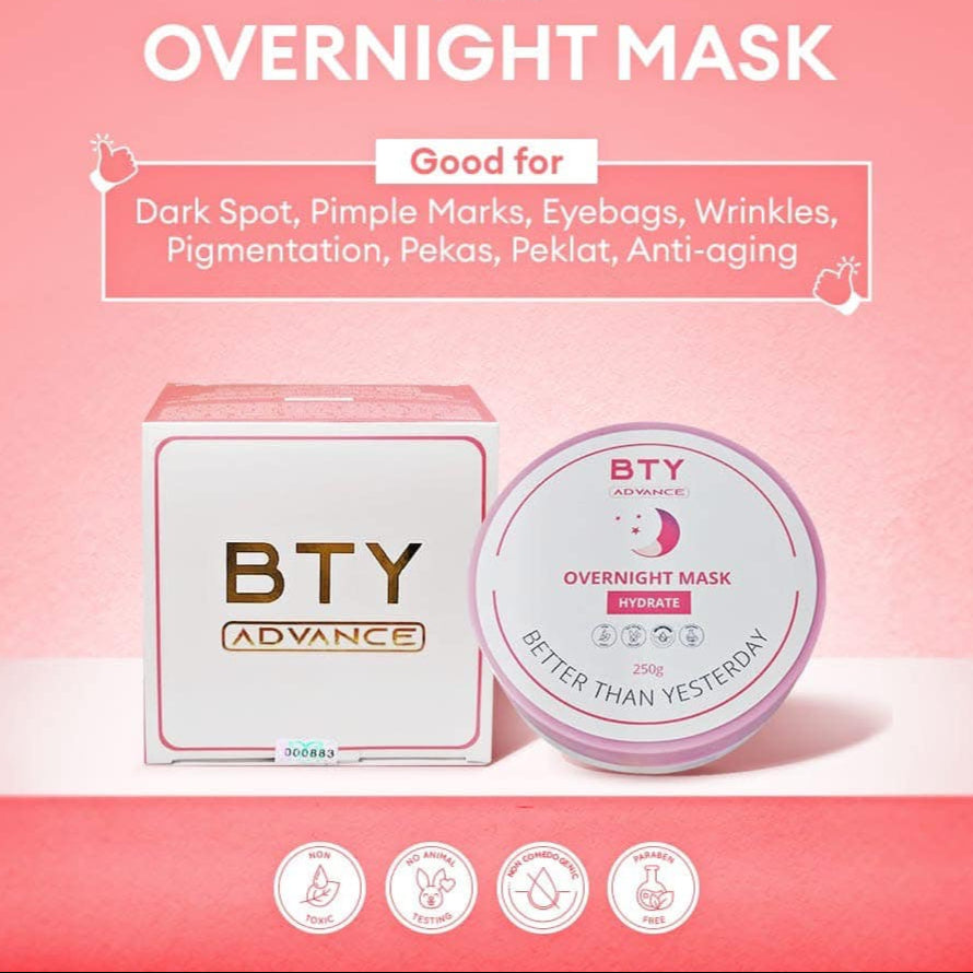 BTY Advance Daily Radiance SPF45 UVA/UVB Face and Body Lotion 250ml or Overnight Mask Hydrate in Tub 250g