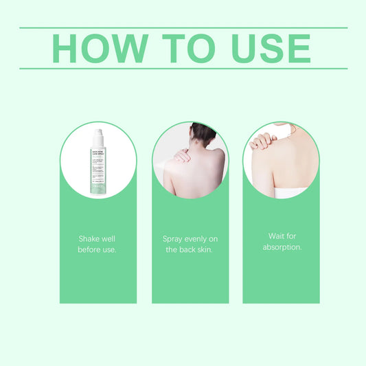 Instructions on how to use a skincare product with a green background
