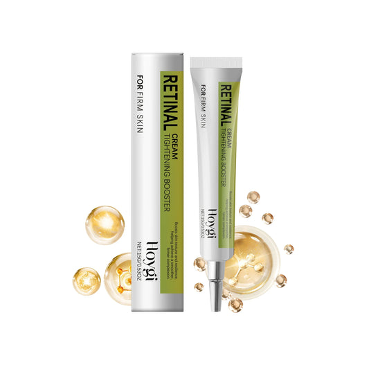 Two tubes of Retinal cream with gold capsules on a white background