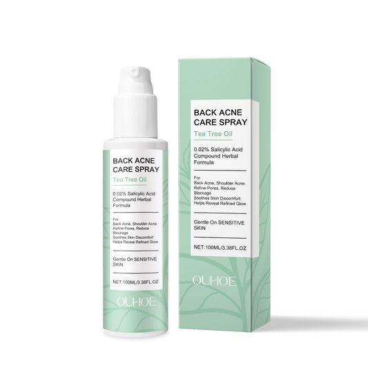 Back Acne Care Spray with packaging on a white background