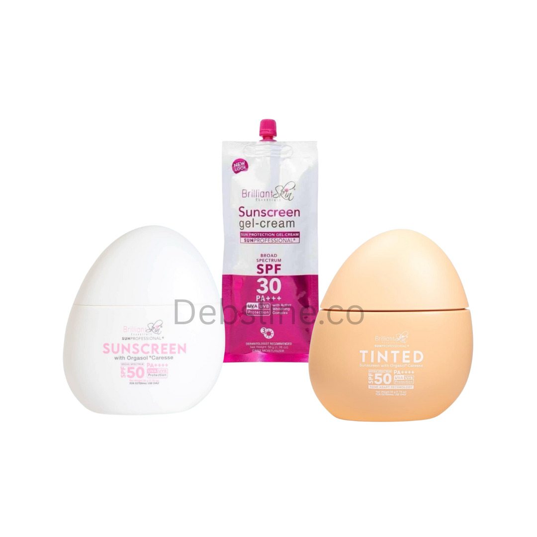 BRILLIANT SKIN ESSENTIALS Gel-Crème Solaire SPF30 Soin du Visage 50g Crème Solaire Réparatrice Quotidienne Confort UV Orange