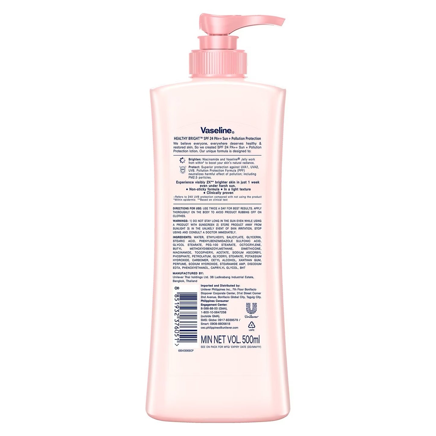 Vaseline Healthy Bright Nourishing Naicinamide Lotion  500ml Non-Sticky - Debsline.co