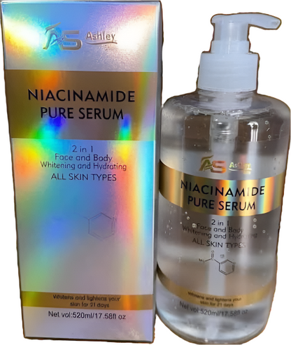 AS Ashley Niacinamide Pure Serum oder Hyaluronsäure Pure Serum für Gesicht und Körper, 500 ml, je 24 £