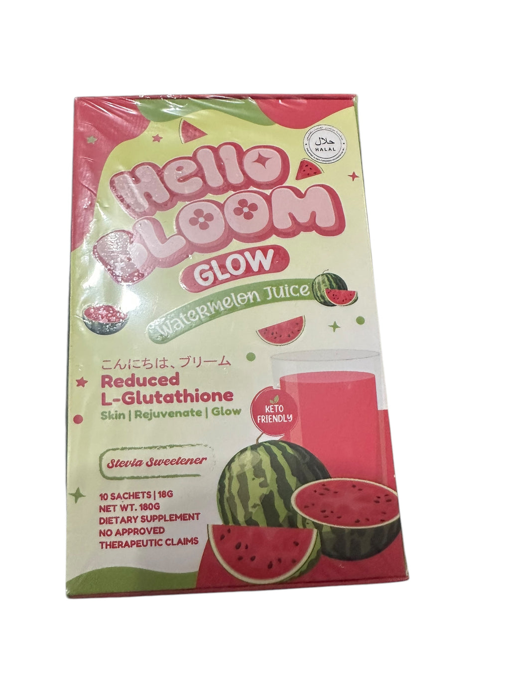 Hello Bloom Gleam, Glow Glam Beauty & Weight Management Drink Powdered Mix 10 Sachets in a Box glow watermelon juice debsline.co