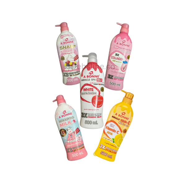 A Bonne 500 ml Milch-Körperlotion zum Aufhellen in 5 Varianten, 20 £ pro Flasche