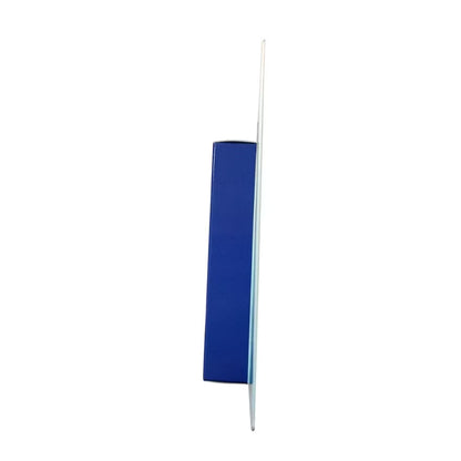 Blue cylindrical object with a white rod on a white background