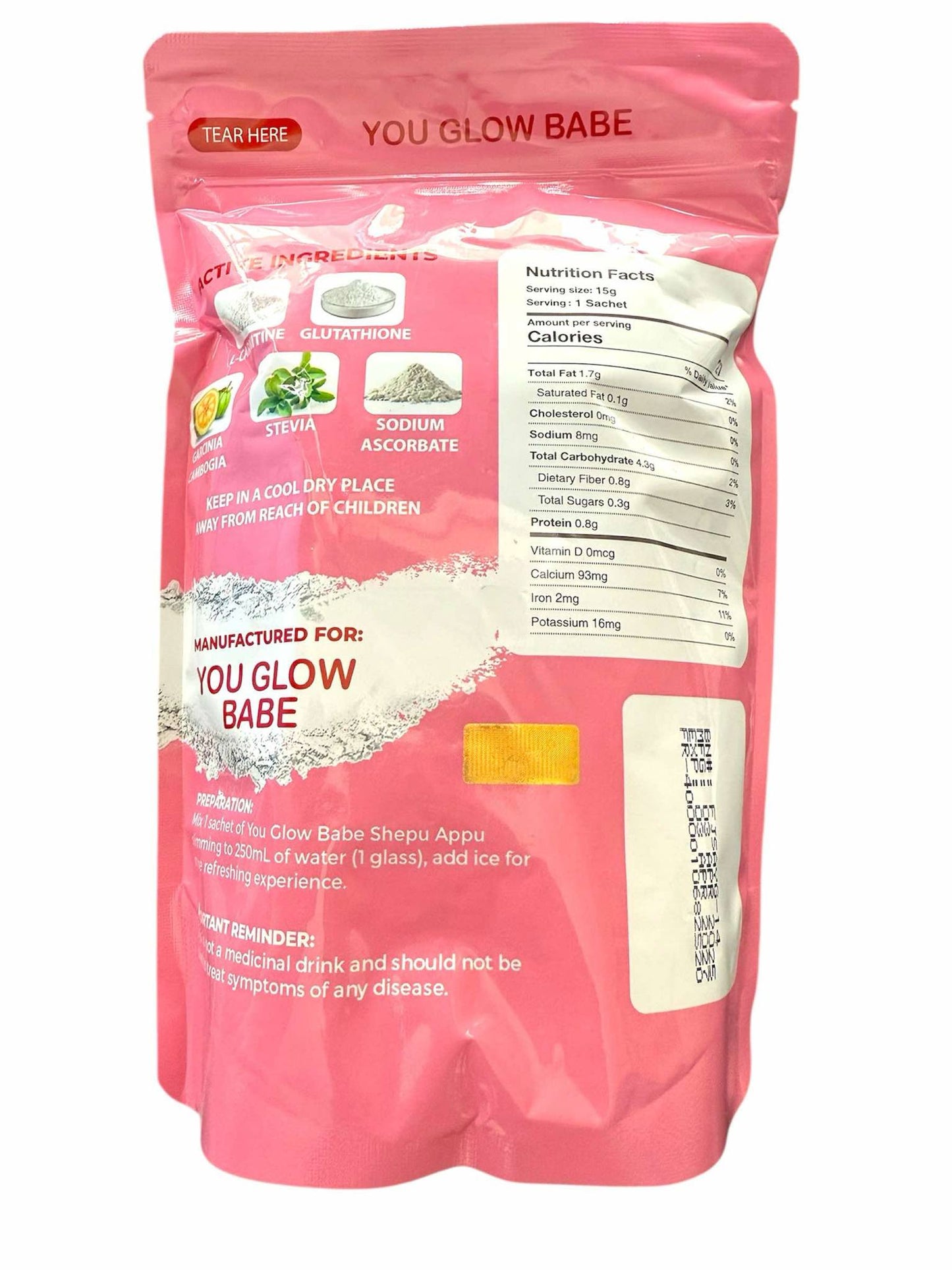 You Glow Babe Shepu Appu Juice Powdered Mix Drink 10 sachets in a bag