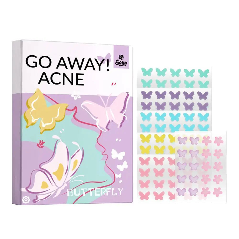 Product packaging with butterfly design and colorful stickers on a white background